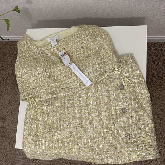 House of Harlow 1960 Yellow Tweed Skirt & Crop Top Set Size L NWT - Picture 4 of 9